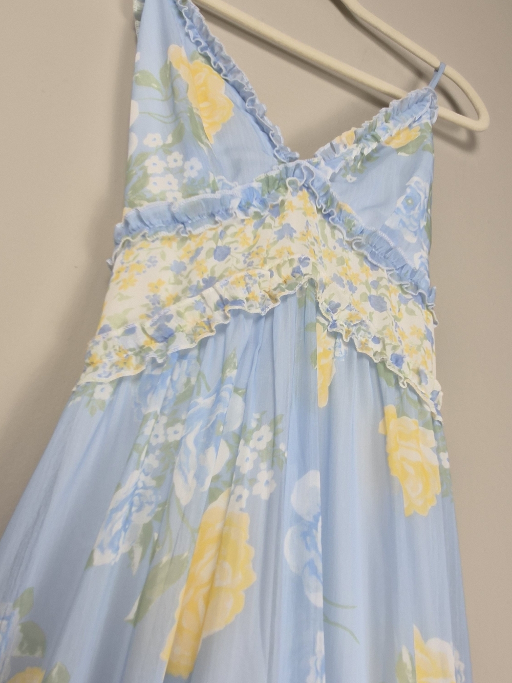 Altar'd State Floral Tiered Ruffle Maxi Dress Light Blue Cottagecore Coquette M - Picture 12 of 16